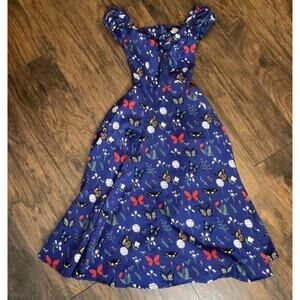Blue Modcloth x Collectif Cottage core Twee Butterfly Fields Dress XXS